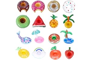 E-TING 5PCS Swim Ring Fun Swimming Pool Float Raft Lilo Lifebuoy for 11.5 inch Dolls Inflatable Floating Drink Holders