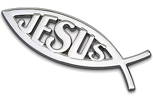 HUAPX 1Pack Silver Jesus Fish Emblem Aluminum Alloy Badges Decals for Lord Christian Auto Sticker(Silver)