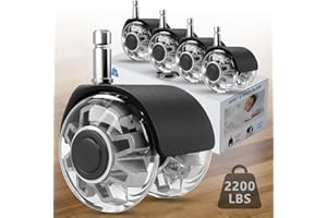 OMYOFFICE Office Chair Wheels Replacement-2 Inch Heavy Duty Caster Wheels,Quick & Quiet Rolling Chair Casters (Set of 5),Desk Chair Wheels Universal Fit,Safe for All Floor or Carpet
