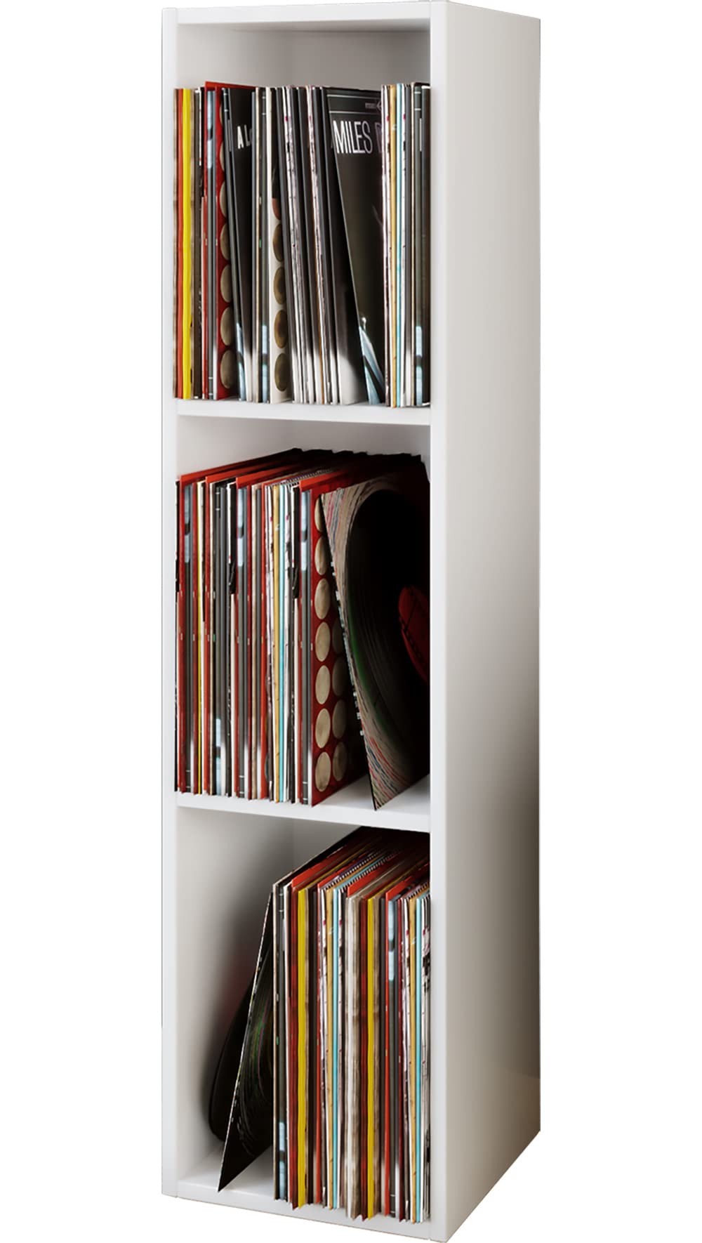 VCM Shelf Shelves Cabinet Vinyl LP Record CD DVD Storage Unit Wooden Bookshelf Bookcase Platto White