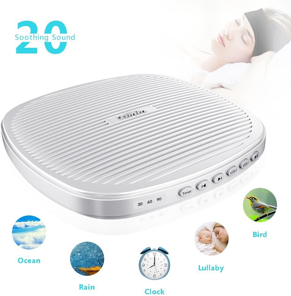 White Noise Machine, TIMIN Portable Sleep Therapy Sound Machine with Timer and 20 Soothing Natural Sounds - Ocean Wave,Rain,Birds,Fan and Campfire for Adult, Kids, Baby or Travel