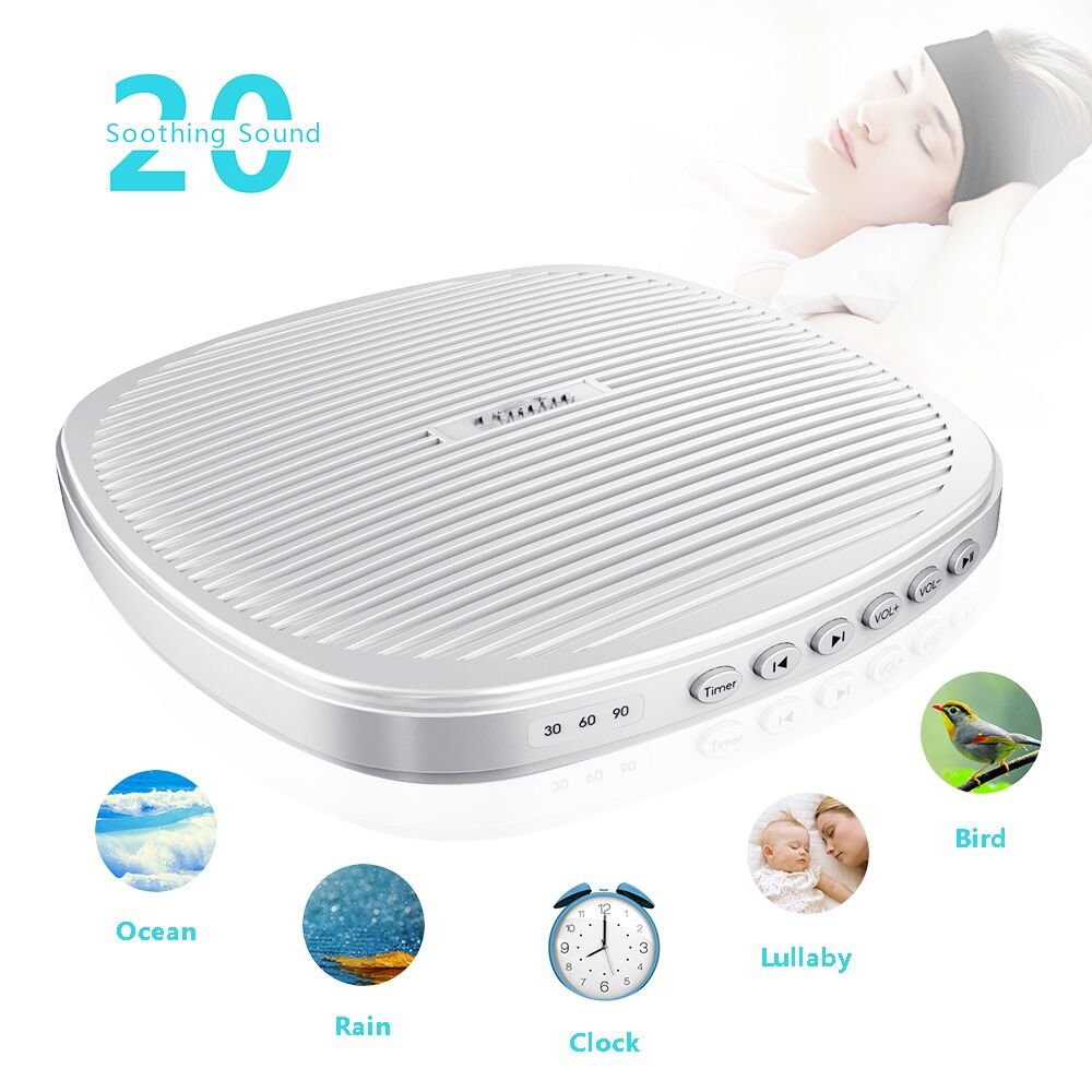 White Noise Machine Timin Portable Sleep Therapy Sound Machine With Timer And 20 Soothing Natural