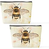 Wenboco 2 Pcs Bee Gifts Makeup Bag, Bee Cosmetic Bags Travel Organizer Bag Makeup Pouch, Sister Birthday Christmas Gift for Women Mom Friend, Animal Lovers Gifts for Women