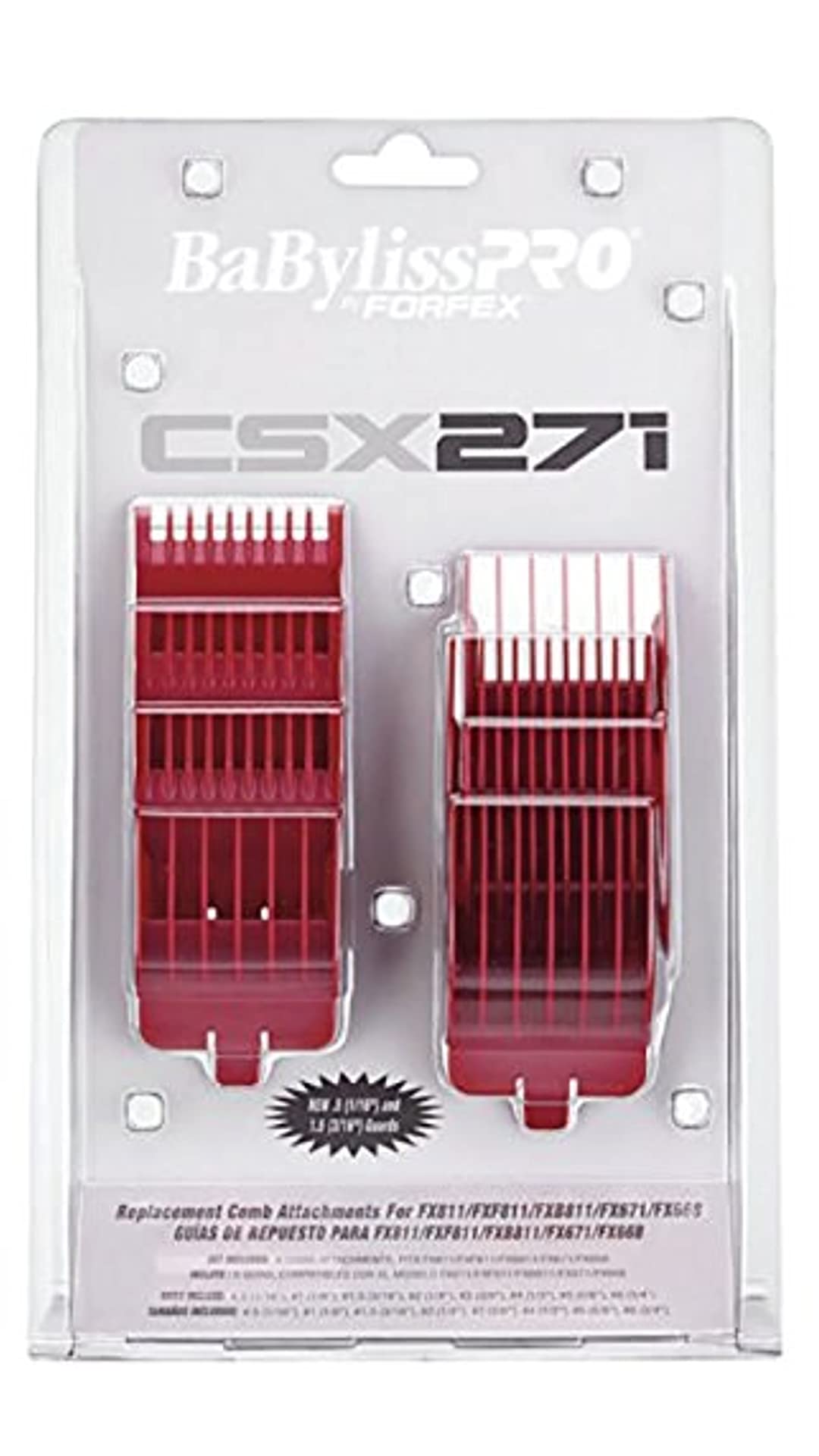 BaBylissPRO Forfex Replacement Comb Attachments - FXCSX271 - Red For Unisex 9 Pc Comb