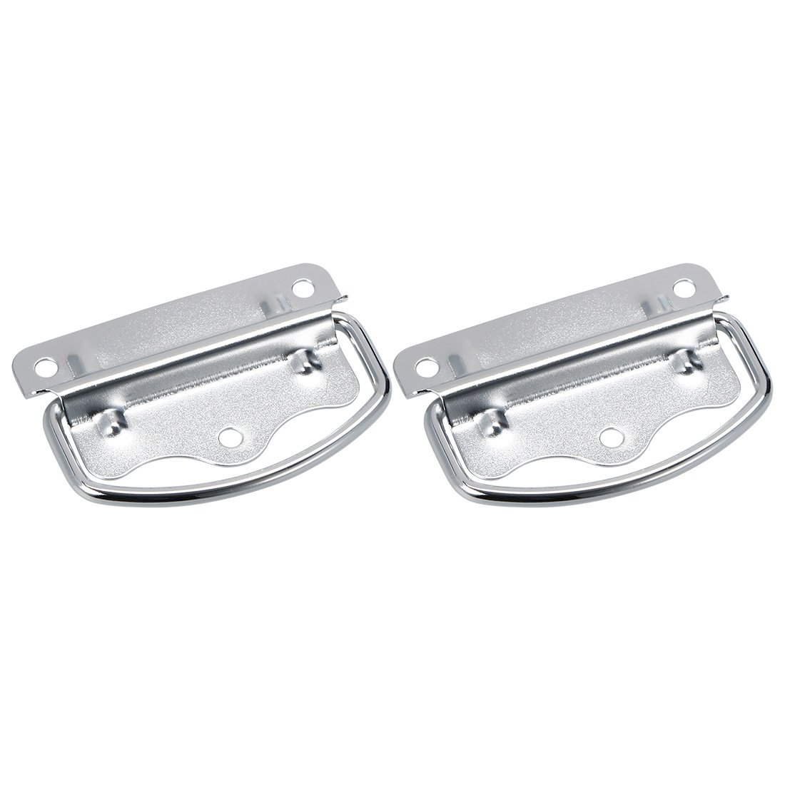Sourcingmap 80mmx49mm Iron Spray-Paint Toolbox Case Chest Ring Pull Handle Silver Tone 2pcs