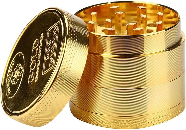 HotMoon NEW Premium Tobacco Herb Spice Grinder Durable 4 Piece Zinc Alloy Smoke Metal Crusher Gift (Luxury Gold)