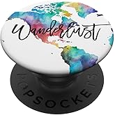 Travel Lover Watercolor Globe Wanderlust PopSockets Adhesive PopGrip