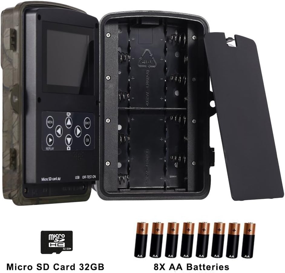 Trail Game Camera 20MP 1080P Full HD Waterproof Hunting Scouting Cam Trap Camera for Wildlife Watching & Hunting with 120°Detecting Range Motion Activated Night Vision 2” LCD IR LEDs: Electronics