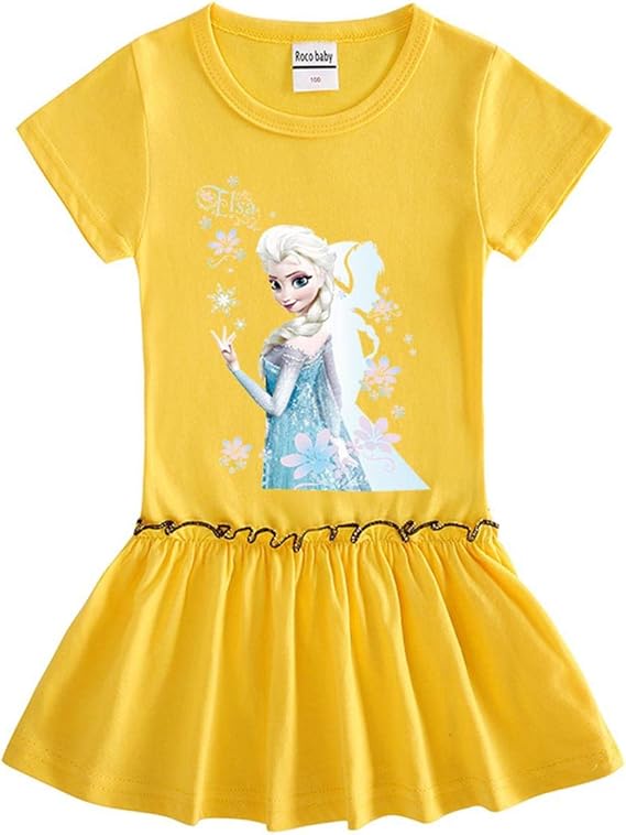 Amazon Co Jp Yuy アナと雪の女王 キーズワンピース ガールズ 半袖 コットン かわいい 7色展開 エルサワンピース 90cm 140cm 服 ファッション小物