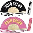 Ravevibes 2 Pack Wooden Folding Hand Fans, Premium Handcrafted Folding Handheld Fan I am Hot Fan for Cooling Decoration Women Men Gril Boy Gift, Black-Pink-B, 9"