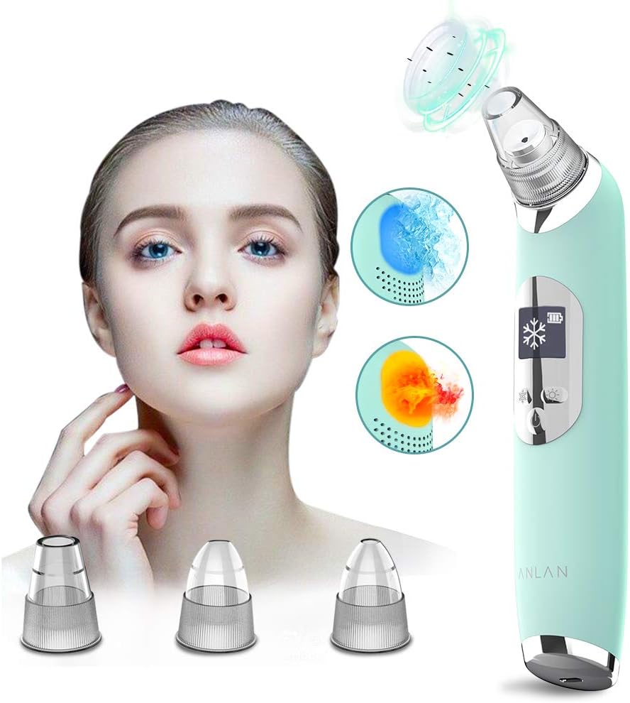 Blackhead Remover,ANLAN Blackhead Vacuum Facial Pore Cleanser Electric Blackhead Extractor With Hold Cold Compress LED Display Rechargeable Blackhead Removal Tools For Women and Men