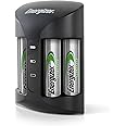 Energizer Rechargeable AA and AAA Battery Charger (Recharge Pro) with 4 AA NiMH Rechargeable Batteries, Auto-Safety Feature, 