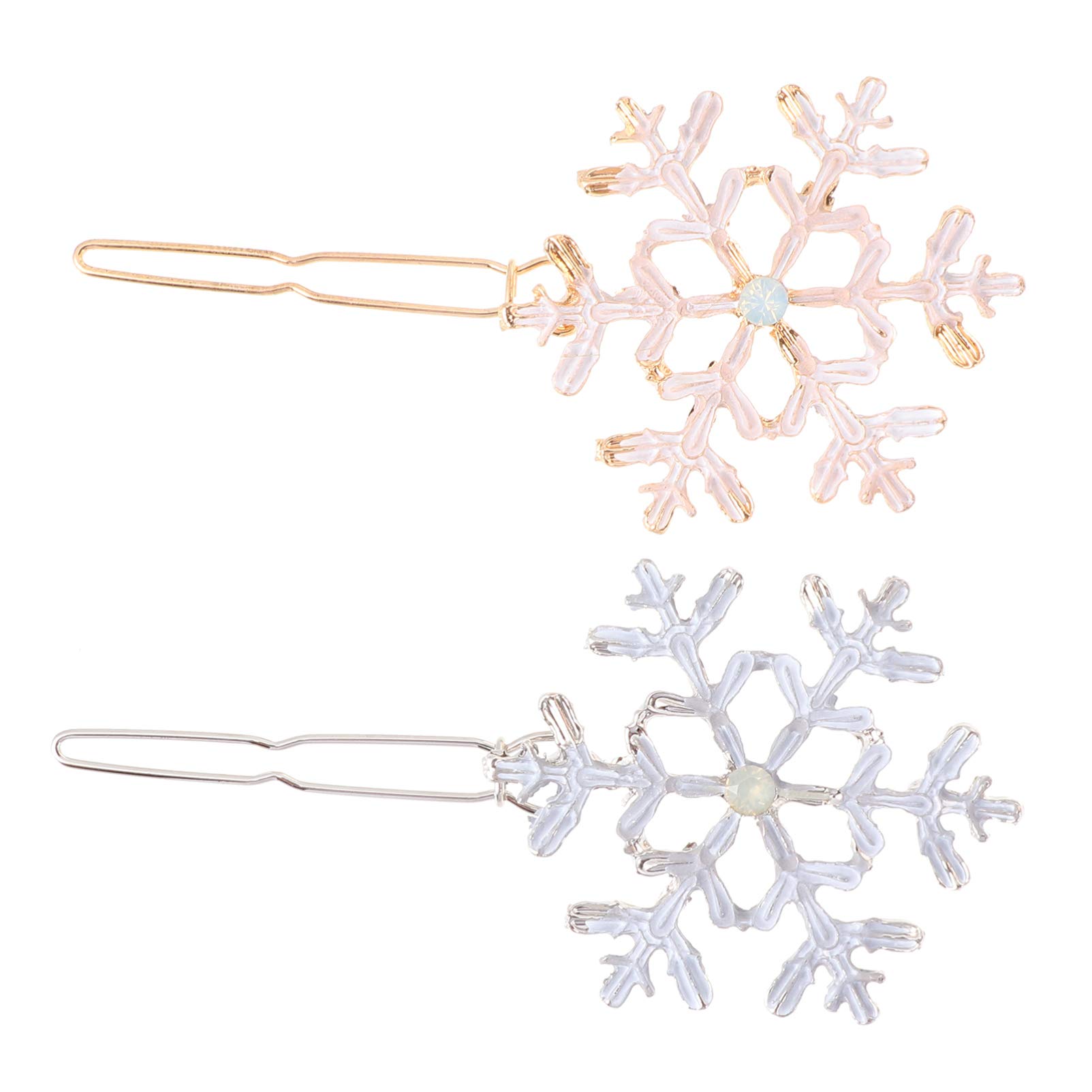 Lurrose 4pcs Snowflake Hair Clips Glitter Snowflake Bobby Pins Christmas Hair Accessories for Party Favor