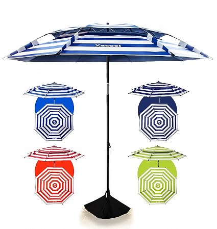 Xacool 7ft Beach Umbrella with Sand Anchor, Super Windproof with 360