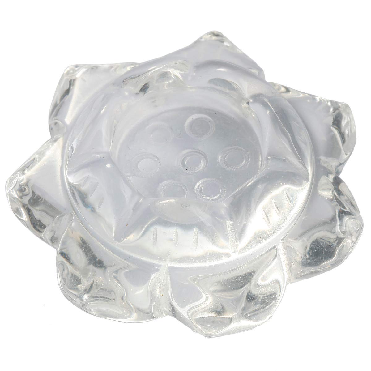 Nupuyai Rock Quartz Carved Stone Statue Lotus Flower Crystal Ball Stand, Healing Stone Votive Pillar Candle Holder Candlestick Ornament 2"