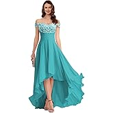 Hübsche hochzeit A-line Appliques Chiffon Prom Dress for Women, High-Low Sweetheart Bridesmaid Dress Formal Evening Gown