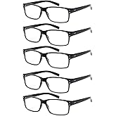 DEAAOK 5 Pack Reading Glasses for Men Rectangular Reader with Spring Hinges