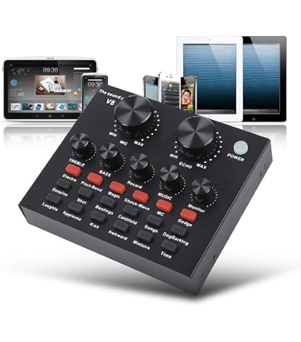 Amazon.com: V8 Live Sound Card, Audio Mixer USB External Sound