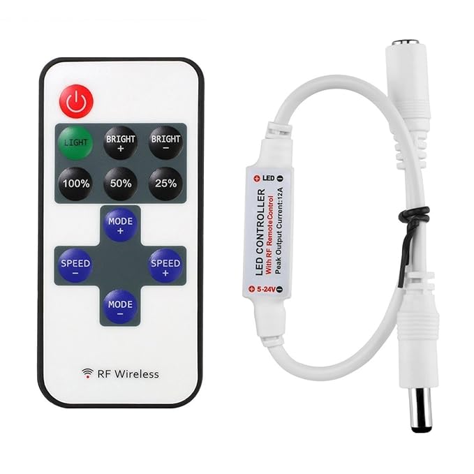 LitaElek Mini 12A LED Fernbedinung Controller für Einfarbige LED Streifen, RF Dimmer Steuerung Drahtlose Controller für alle 