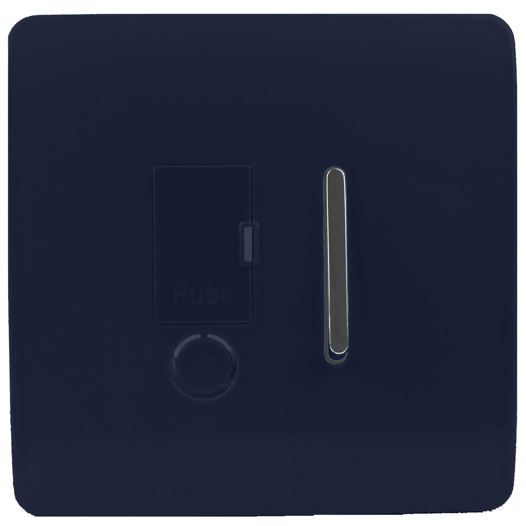 Trendi Switch Screwless Artistic Modern Glossy Tactile 230V Switched 13 A Single Fused Spur Connection Unit w/Flex Outlet Chrome Rocker in Navy Blue - ART-FSNV