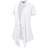 Women's Short Sleeve Draped Open Front Cardigan Lightweight Summer Vest for Women