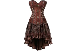 frawirshau Corset Dress Bustier Lingerie Corset Top and Steampunk Skirt Burlesque Costumes for Women Halloween Costume