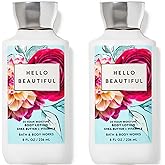 Bath & Body Works Hello Beautiful Super Smooth Body Lotion Sets Gift For Women 8 Oz -2 Pack (Hello Beautiful)