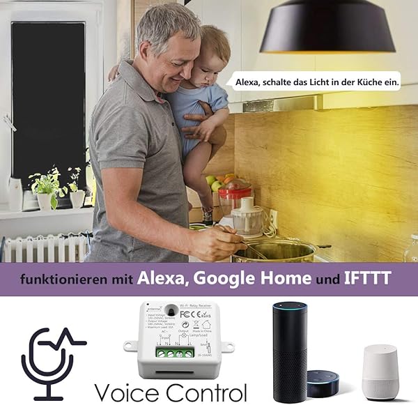 LoraTap Interruptor Wifi Alexa Interruptor Temporizador Rel Inteligente 10A 2500W para Luces Control de Aplicacin Smart Life Control de Voz con Alexa y Google Home Funciona con IFTTT