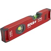 SOLA LSX10 X PRO Aluminum Box Profile Spirit Level with 2 60% Magnified Vials, 10-Inch, Red