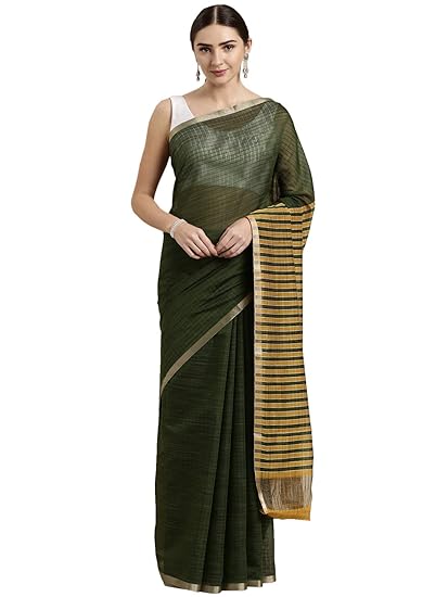 Womens Blended Cotton Saree (CCOPSC13597; Green)