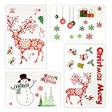Christmas Glass Wall Decals, 4 Pieces Removable Christmas Window Sticker, Wall Glass Static Sticker Christmas Decorations Window & Door Decals for Xmas and New Year