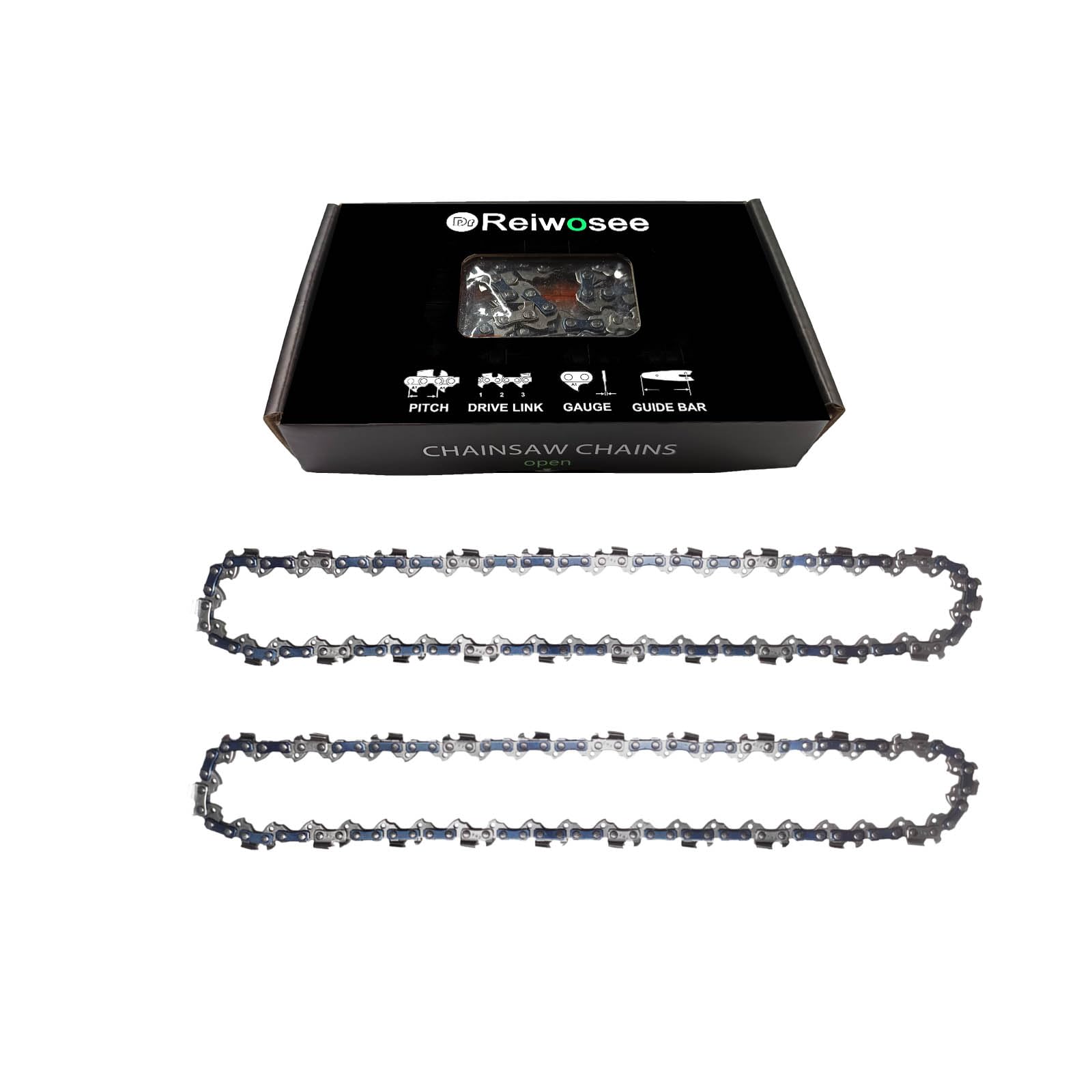 2 Electric Saw Chains for 10 inch Handheld Rechargeable Chainsaws,with a spacing of 3/8 "and a Sprocket Thickness of 0.05"(1.3 mm), 40DL, Universal Guide Chains for Carpentry and Garden Trimming