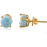 Raw Gold Stud Earrings For Women Natural Gemstone Dainty Pair, Birthstone Energy Crystals Jewelry 14K Gold Plated Flat Back Earrings Trendy Gifts For Mom