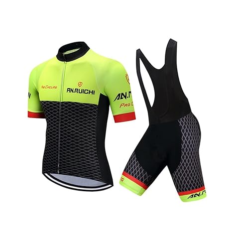 Fitsund Herren Fahrradbekleidung Set Schnell Trocknend Radtrikot (Radjacke und Radhose)