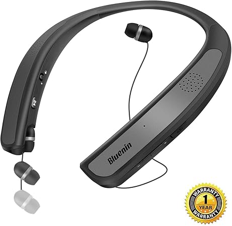 Amazon Co Jp Bluenin Bluetoothヘッドフォンスピーカー 2イン1 ネックバンド ワイヤレスヘッドセット ウェアラブルスピーカー トゥルー3dステレオサウンド 耐汗ヘッドフォン 格納式イヤホン 内蔵マイク チタングレー 家電 カメラ