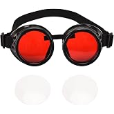 Steampunk Goggles SANGLE SOPFFY Steampunk Glasses Vintage Goggles Changeable Colored Lens Halloween Costume Accessory