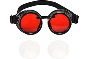 Steampunk Goggles SANGLE SOPFFY Steampunk Glasses Vintage Goggles Changeable Colored Lens Halloween Costume Accessory