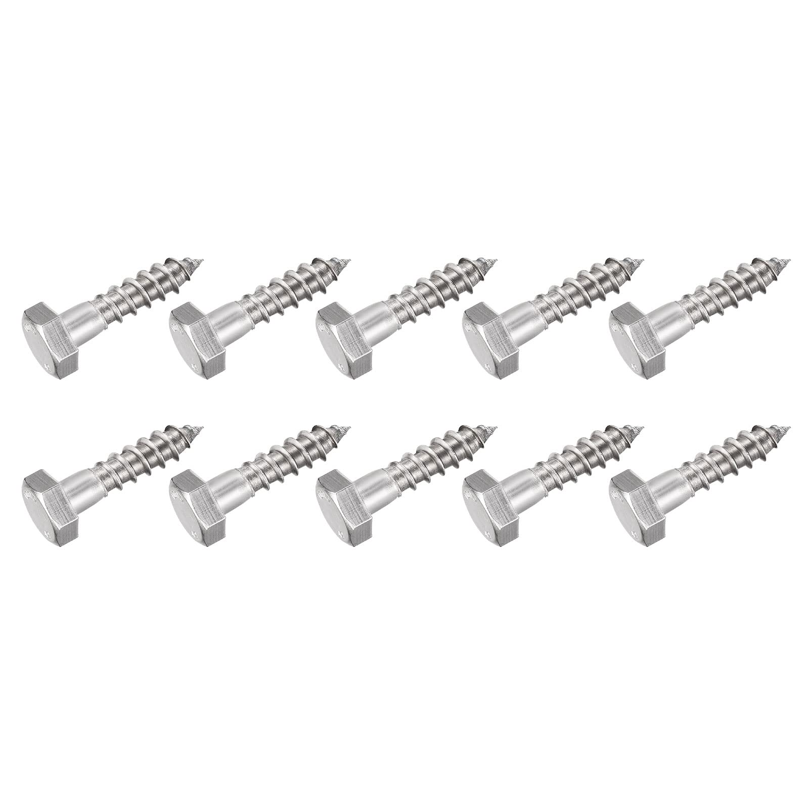 METALLIXITY Hex Lag Screws (M10x40mm)10Pcs, 304 Stainless Steel Self-Tapping Wood Bolts - for Household Applications