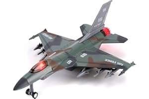 LIBERTY IMPORTS Diecast Fighter Jet Toy Military Falcon Replica Model - 1:400 Scale Airplane Pullback Metal Alloy Aircraft Vehicle with Flashing Lights and Sound