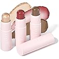 LUXAZA 3PCS Cream Blush Highlighter Bronzer Contour Stick, Face Make up Kit Sticks for Girls and Women #HCB3 Medium