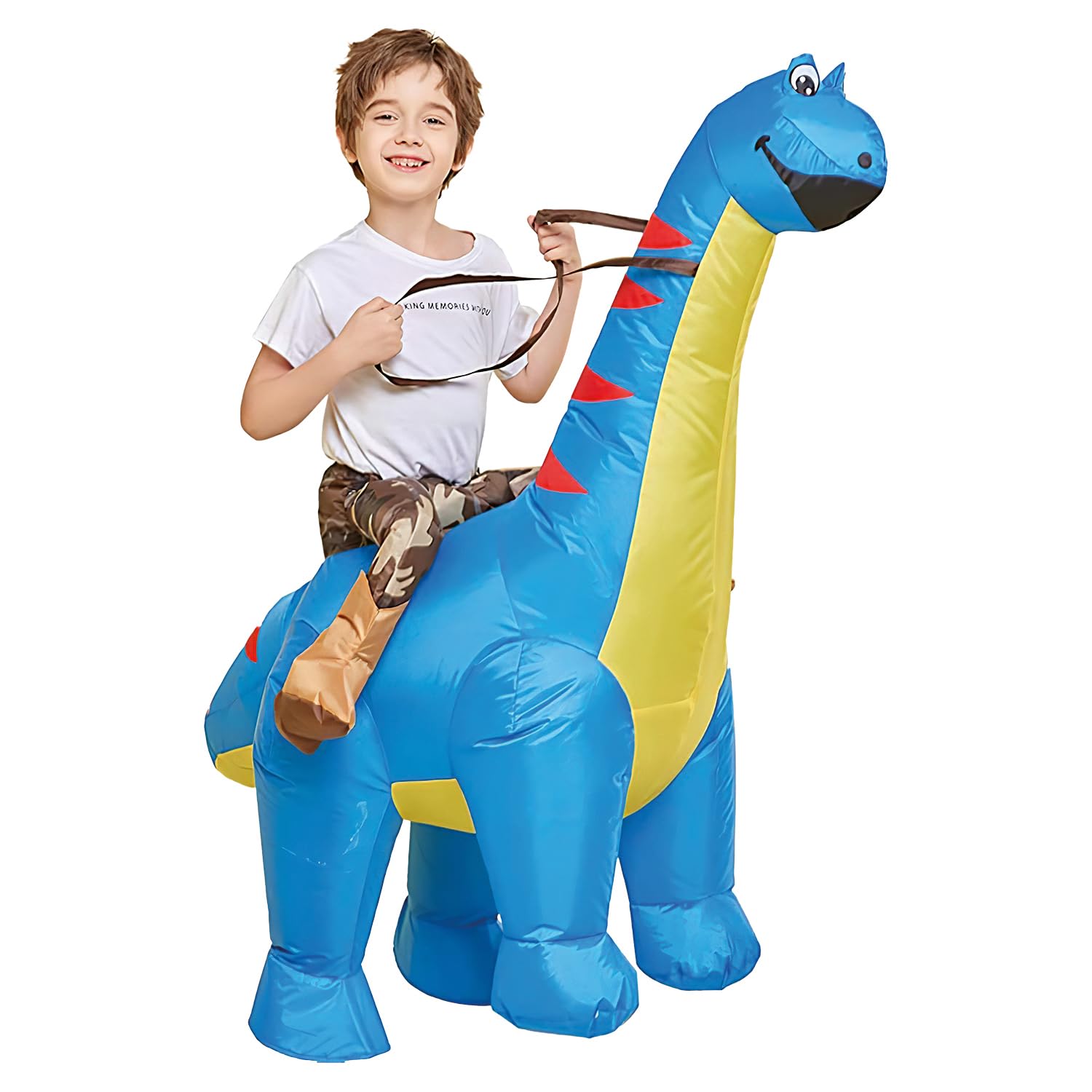 Inflatable Dinosaur Diplodocus Disguise for Children | Size 120 to 150 cm | Made of highly Resistant Polyester - Pleasant to Wear | Inflating System Included | OriginalCup®