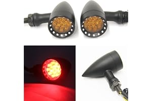 RICH CHOICES Red CNC Motorcycle Bullet LED Turn Signal Light Blinker Indicator Front Rear Tail Light Compatible with Honda Harley Yamaha Suzuki Chopper