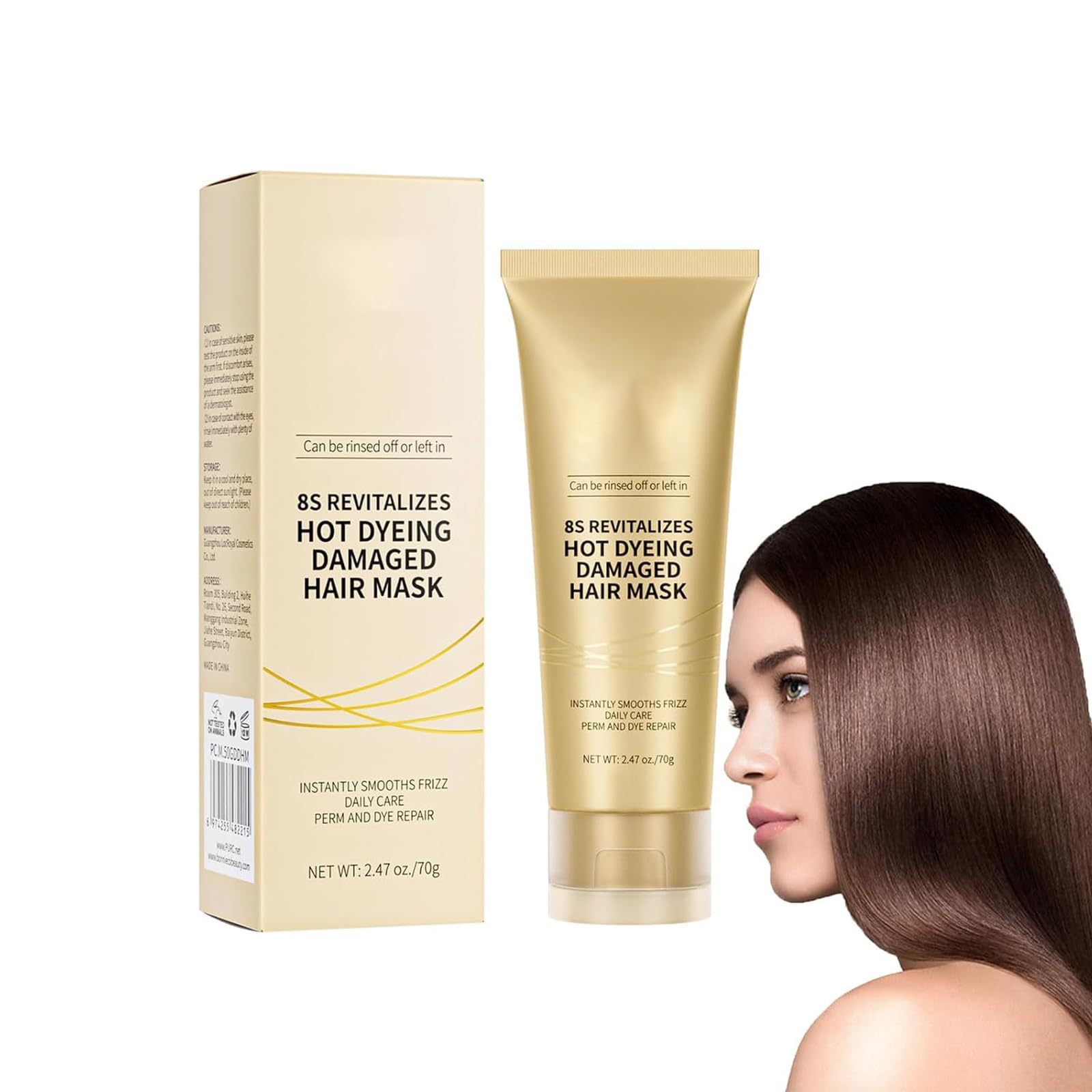 Advanced Keratin Hair Mask - Professional Repair Treatment for Hot Dyeing Damaged Hair, Instantly Smooths Frizz, 2.47 Oz