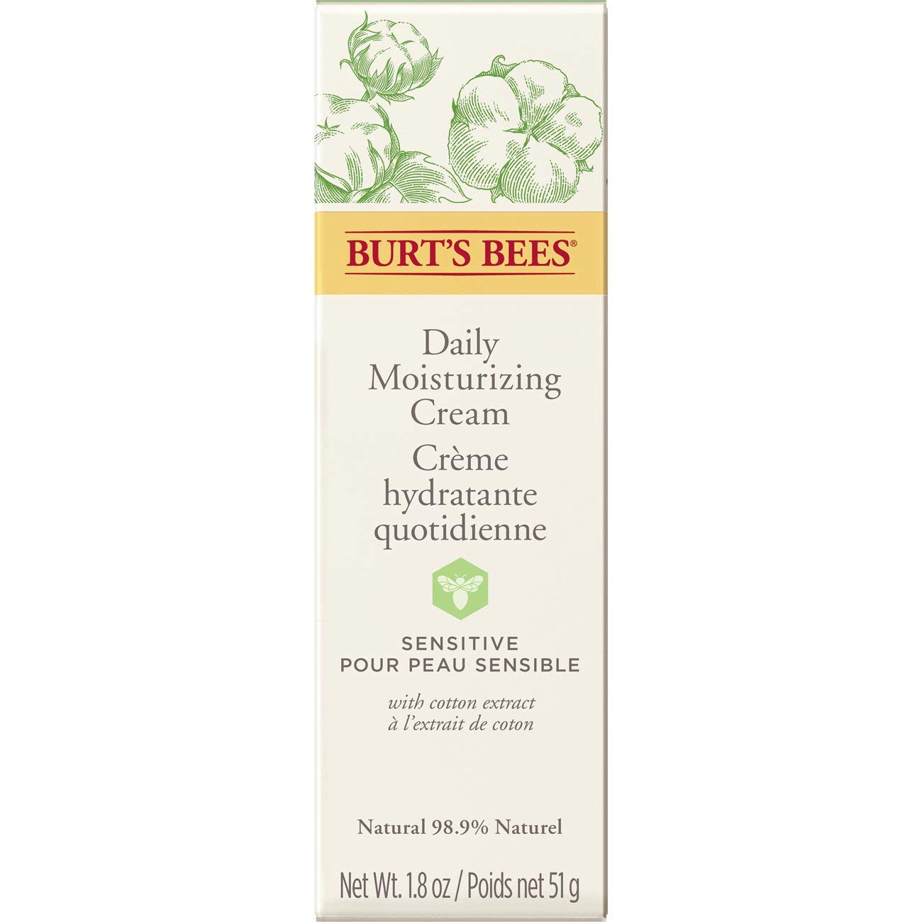 Burt's Bees Daily Face Moisturizer Cream for Sensitive Skin, 1.8 Oz (Package May Vary): Beauty