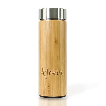 Teasire Bambus Thermobecher - Die ideale Tea to go Thermoflasche im edlen Bambus Design, 300ml
