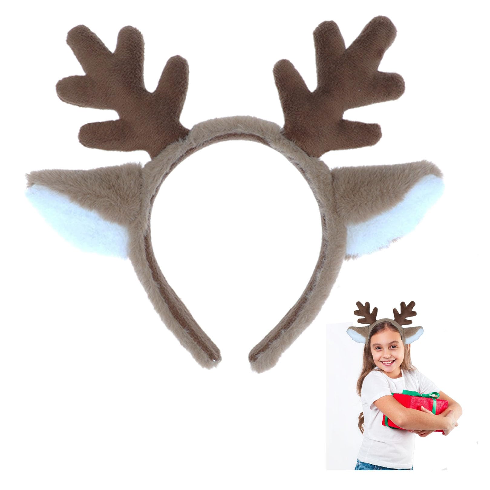 Christmas Headbands for Adults,Reindeer Antlers Headband,Deer Ears Antler Costume,Animal Horn Ear Elastic Headwear Santa Hat,Holiday Party Barrettes,Reindeers Xmas Head,for Kids Adult Woman Girls