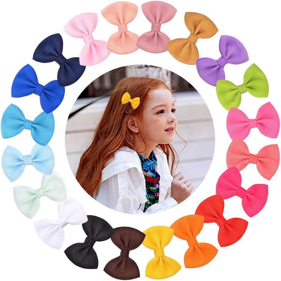 Jollybows 40pcs 1.8Inches Baby Girls Hair Bows Clips Mini Hair Barrettes Grosgrain Ribbon Hair Accessories for Kids Toddlers Infants - Image 3