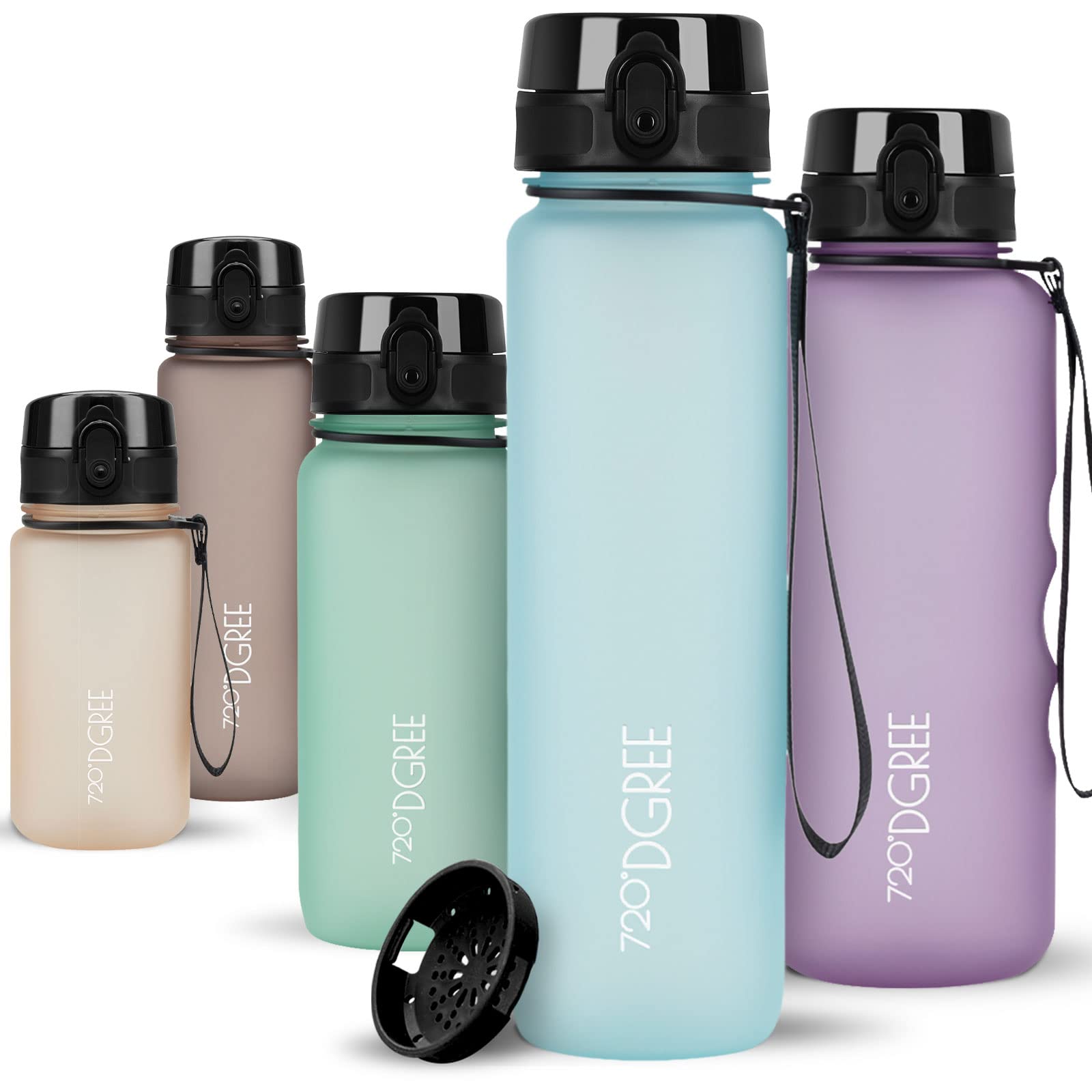 720°DGREE Water Bottle 1l “uberBottle“ softTouch +Sieve - BPA-Free Tritan, Leakproof, Reusable Drinking Bottle - Sports Bottle for Men, Woman, Office, Gym, Fitness, Outdoor, Hiking, Cycling, Travel — image 1