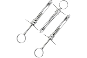 MuskalMed 3 Premium Stainless Steel Aspiring Dental Syringes 1.8ml Anesthetic One Ring with Finger Rests Surgical Dental Instruments
