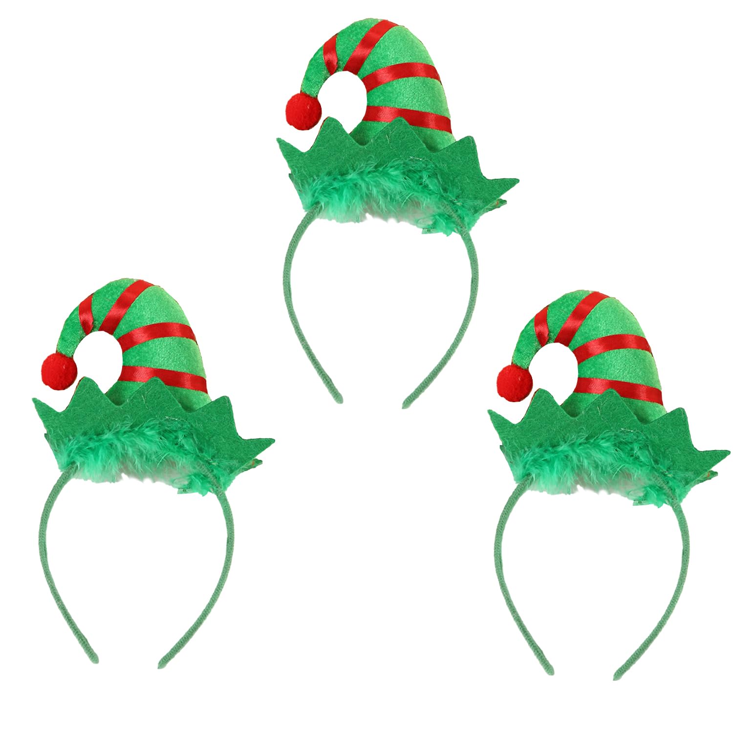 JNAWA 3Pieces Elf Headband Green Cute Hairband Elves Party Hair Hoop Santa Party Carnival Costume for Women Christmas Cosplay